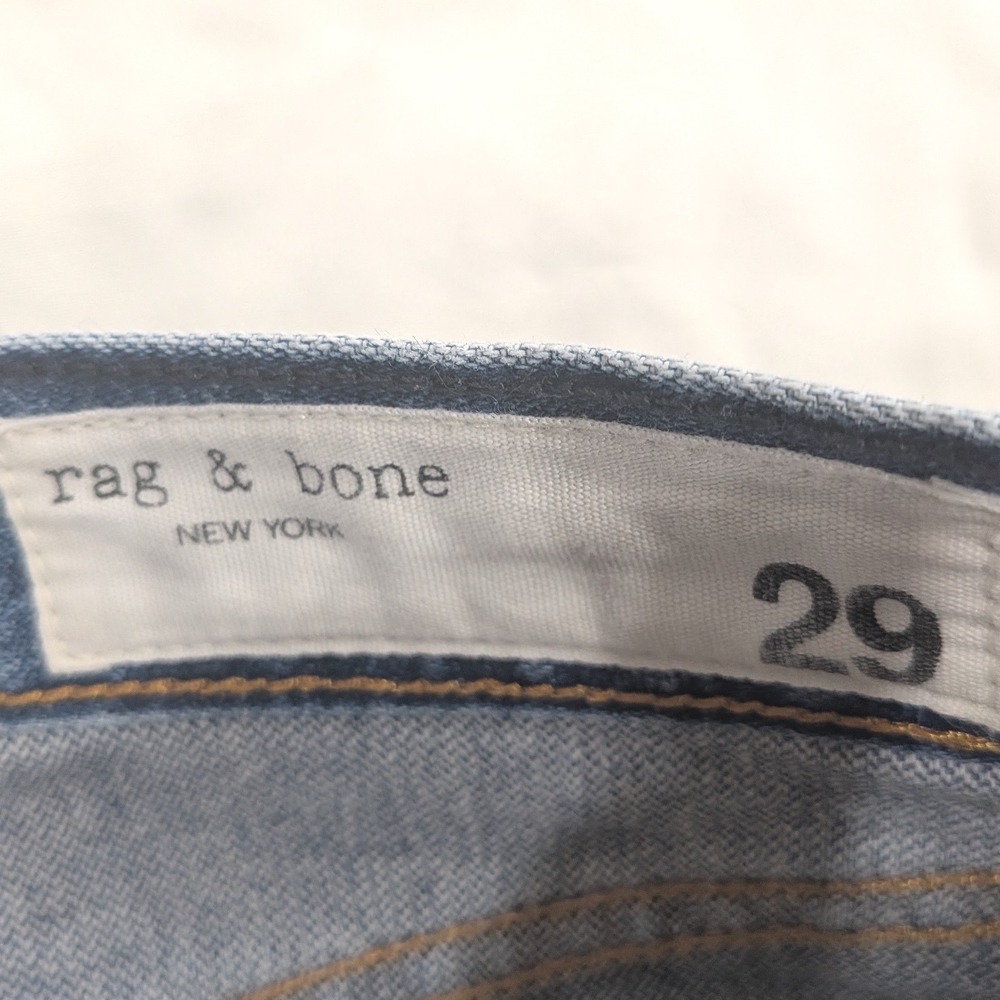 $185 RAG & BONE Denim Midi Skirt Vtg Bloo Raw Hem Front Slit 29 Premium Designer - Picture 3 of 6